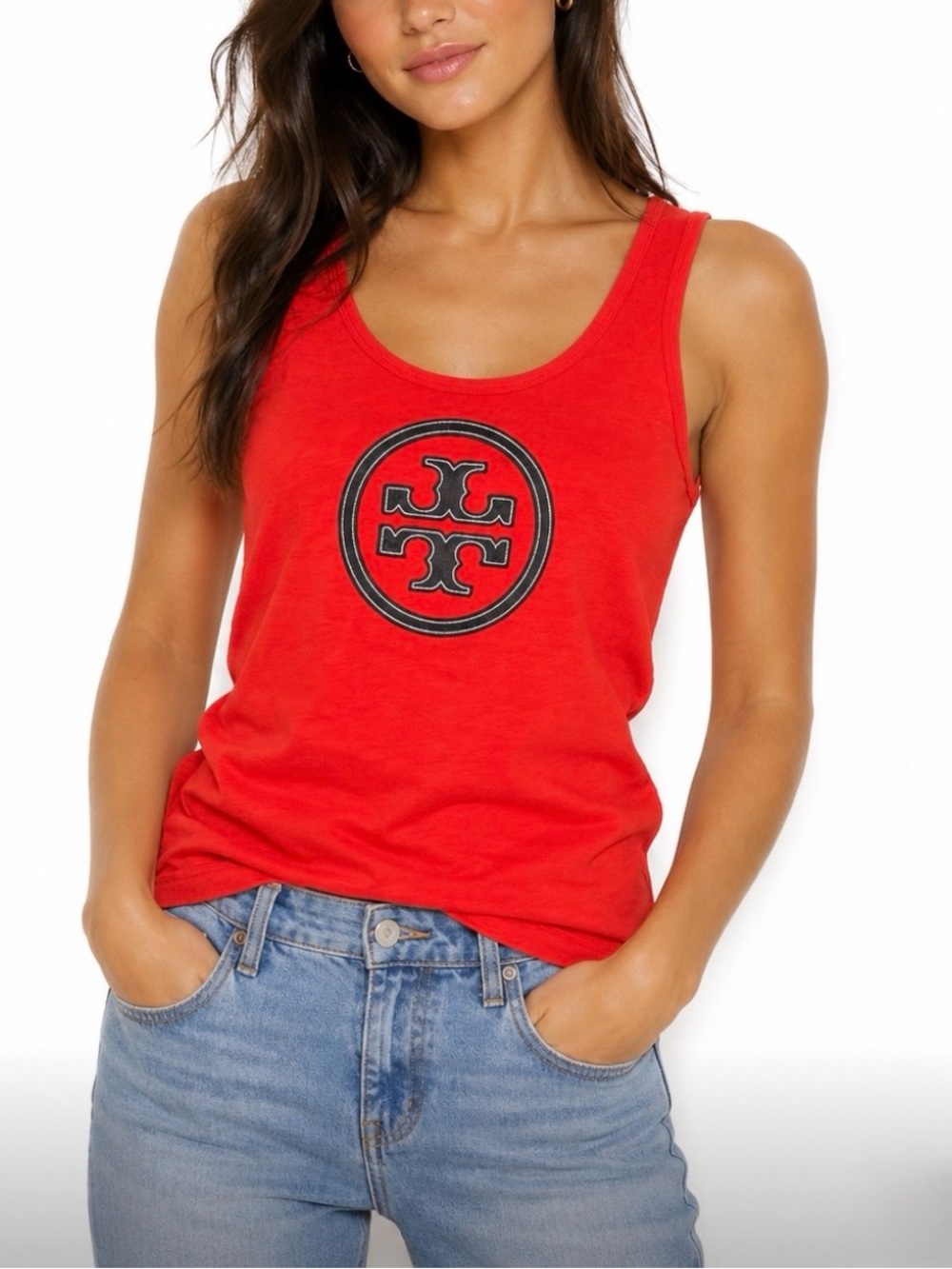 Tory Burch Red Logo Tank Top